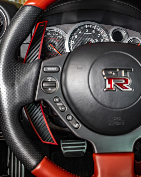 Nissan R35 GTR Carbon Fiber Composite Extended Paddle Shifters - Shift Koncepts