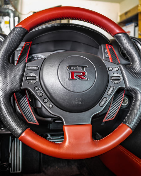 Nissan R35 GTR Fiberglass Composite Extended Paddle Shifters - Shift Koncepts